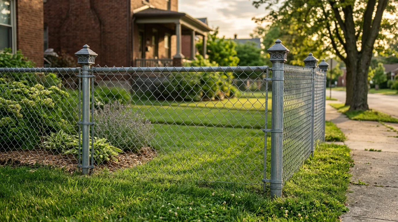 Chain Link Fence With Decorative Metal Caps